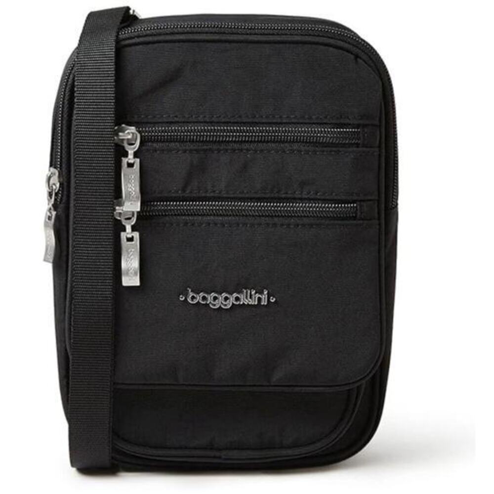 Baggallini Crossbody Multi-Pocket Organizer Travel Bag BLACK Nylon Purse basic